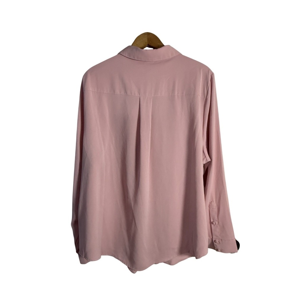 Torrid Madison Crepe Button Front‎ Blouse Pocket rose pink 2X women 18-20 - Picture 2 of 7